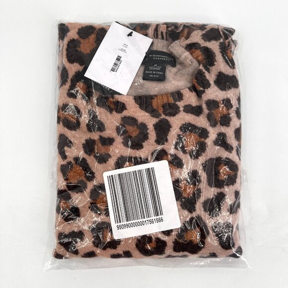 C by Bloomingdale's Cashmere Leopard Crewneck Sweater Size M  Long Sleeve  NWT - Picture 6 of 6